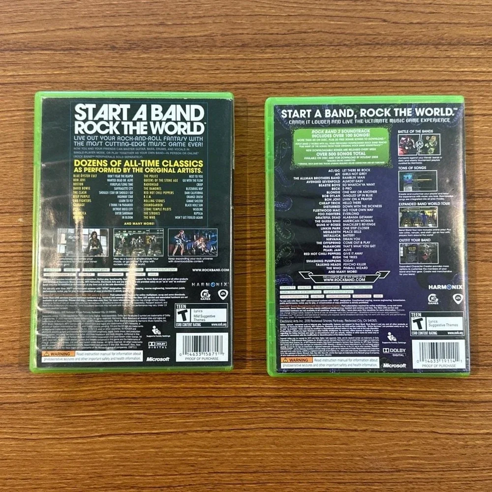 Rock Band 1 and 2 (Microsoft Xbox 360, 2007) Complete W/Inserts NTSC